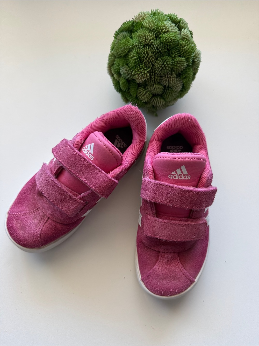 adidas Kids Suede Velcro Sneakers in Bright Pink